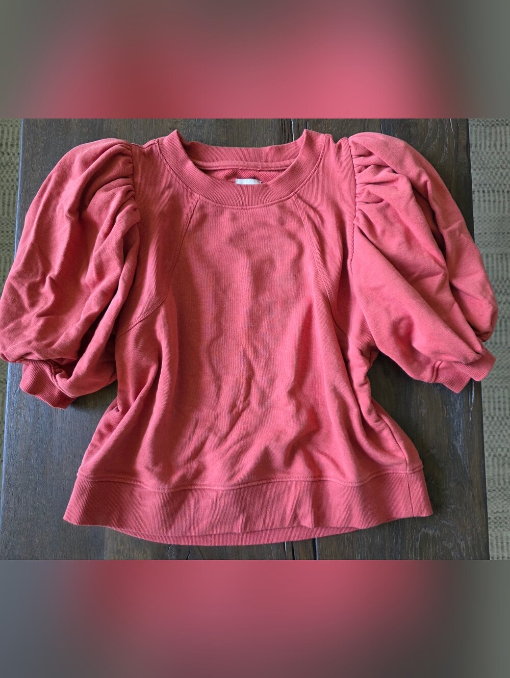 Anthropologie Maeve Puff Sleeve Sweatshirt Size M Rust Color Great Condition!